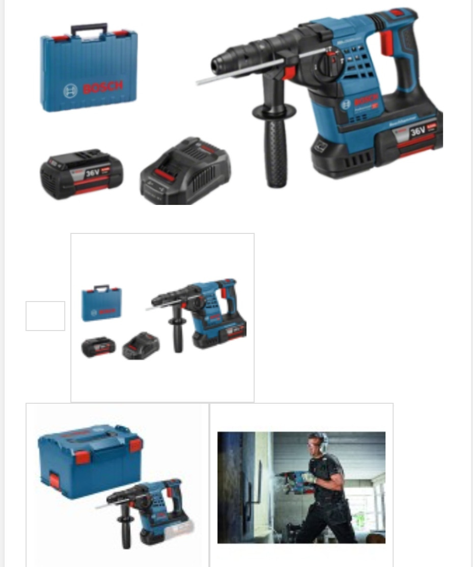 Bosch Rotary Hammer 3kg GBH 36- V-28 professional (2*3.0 Ah Li-ion Battery, 1charger)