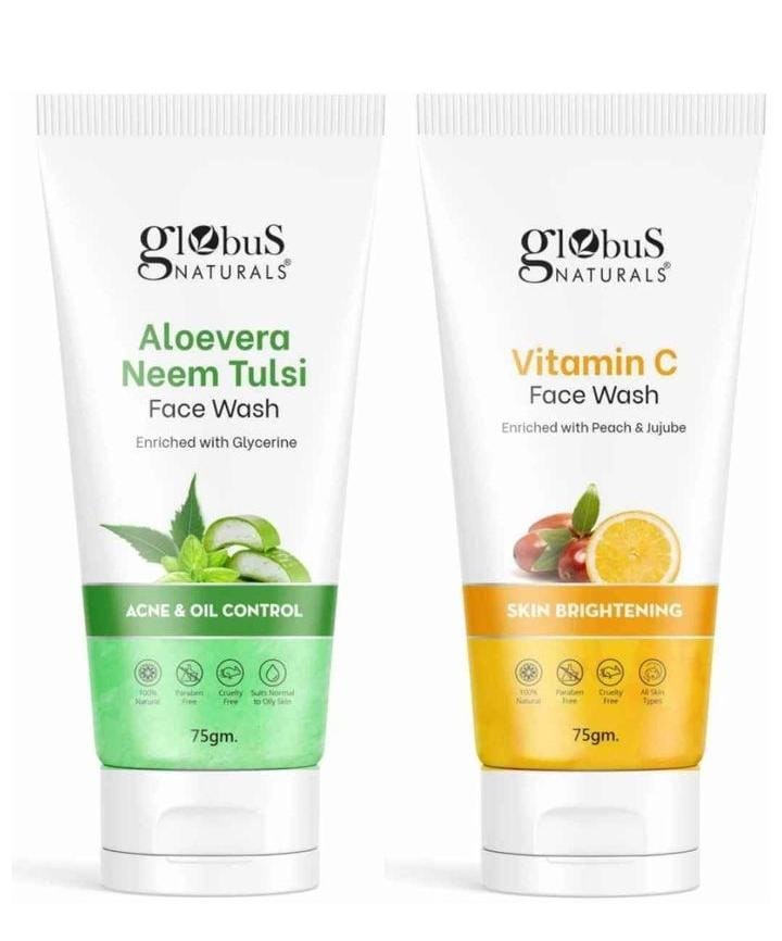 Globas Natural Neem Tulsi & Vitamin C Face Wash Pack of 2