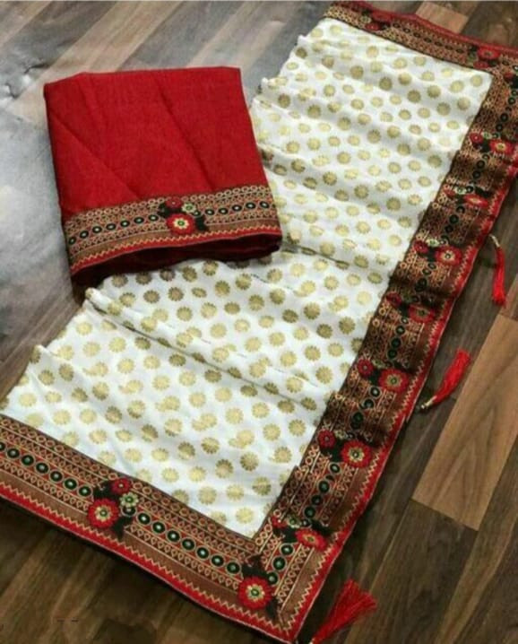 Self Design Kanjivaram Pure Silk, Latkan Saree(With Blouse Piece)