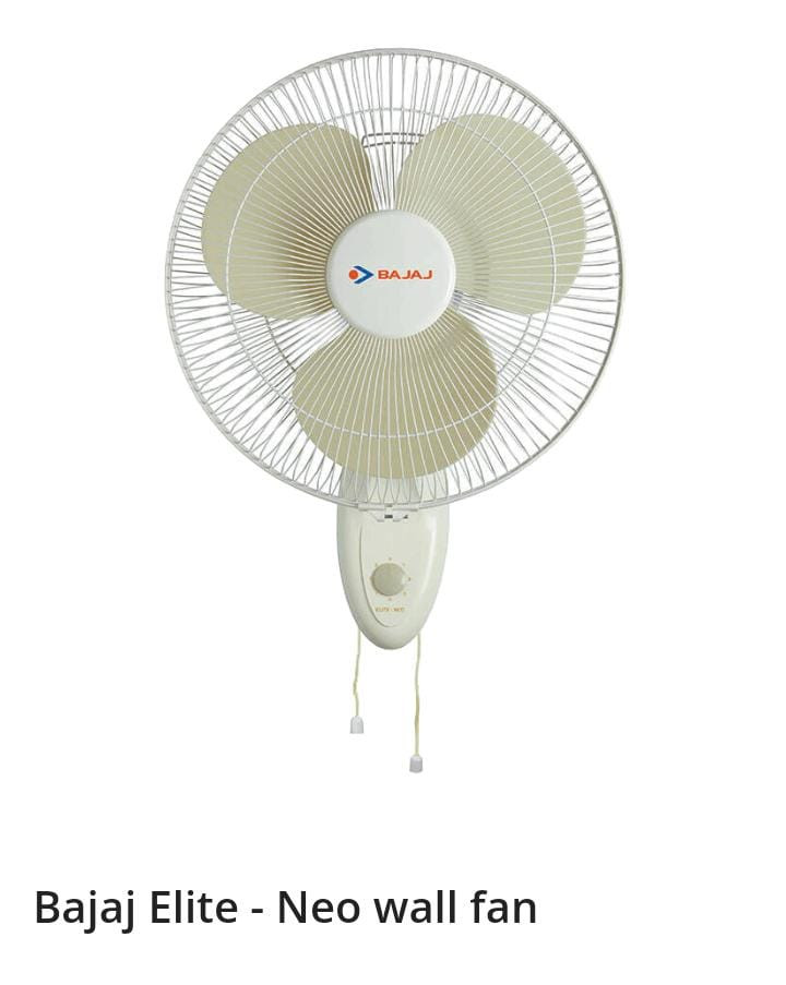 BAJAJ Elite Neo 400 mm 400 mm 3 Blade Wall Fan  (white, Pack of 1)