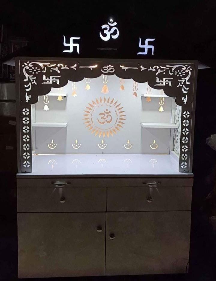 Modern singhasan (temples). Material - waterproof plywood A grade sunmica wood plastic compost, stainless steel fittings LED Light.