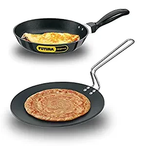 Hawkins Futura 2 Pieces Cookware Set 5 - Non Stick Tava and Frying Pan, Black (NSET5)