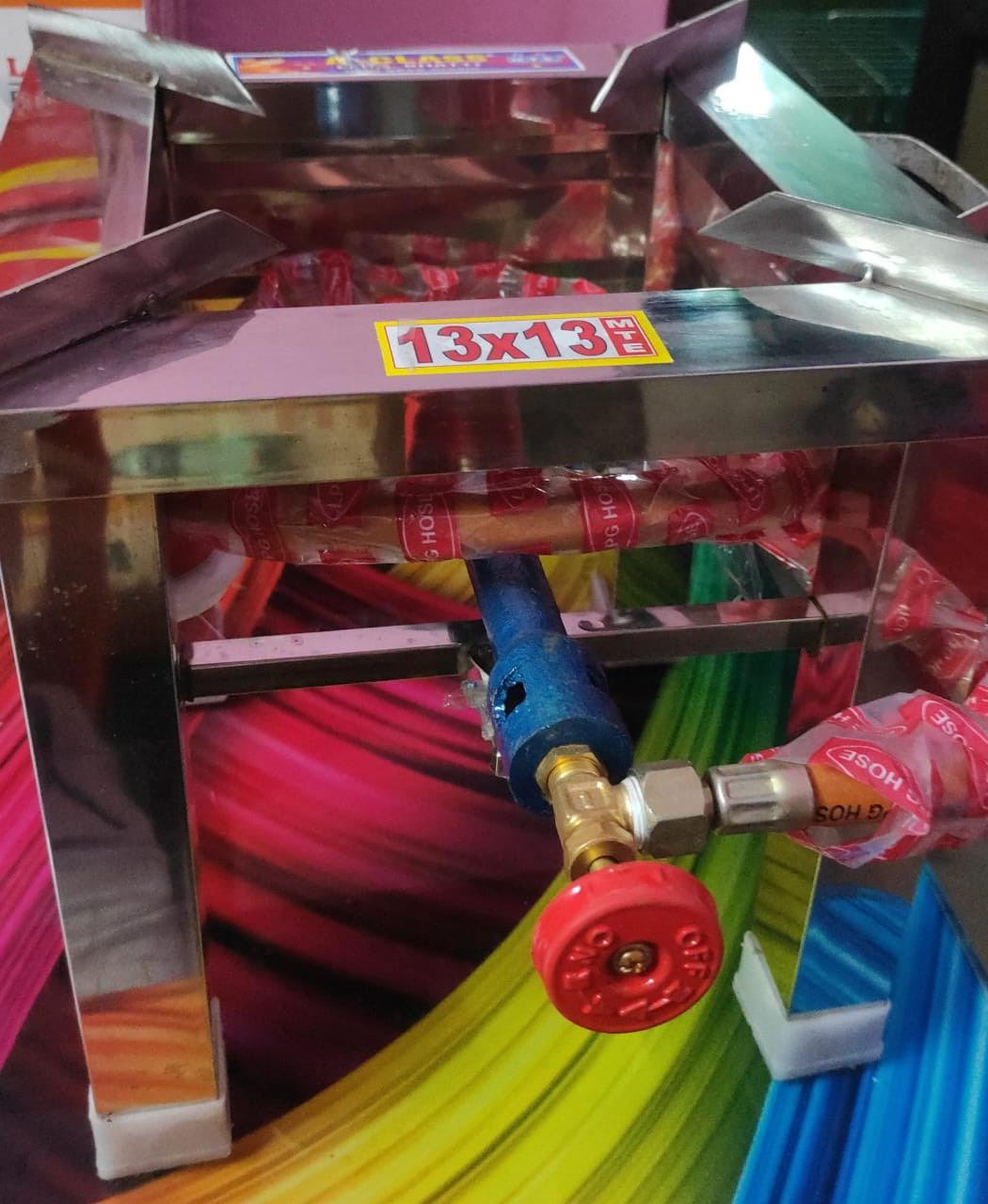 SS Mota 13*13 Bhatti Single Gas Stove