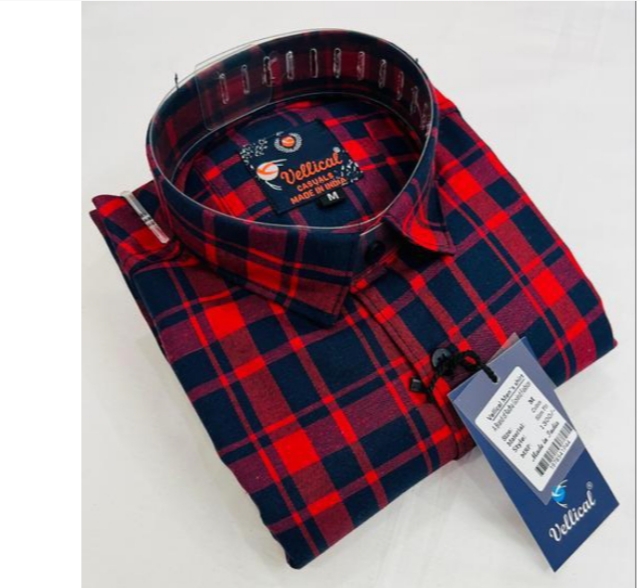 Men Stylish Cheak Shirt Size- M- 40