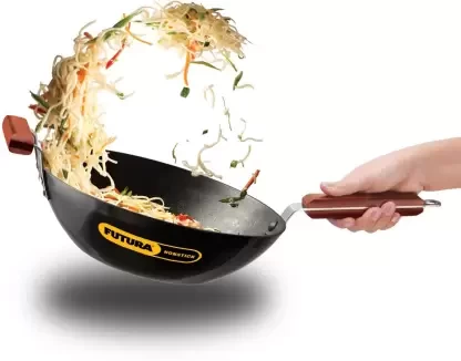 Hawkins Non Stick Stir-Fry Wok, Deep-Fry Pan, Kadai (INW30) Wok 3 L capacity 27 cm diameter  (Hard Anodised, Non-stick, Induction Bottom)