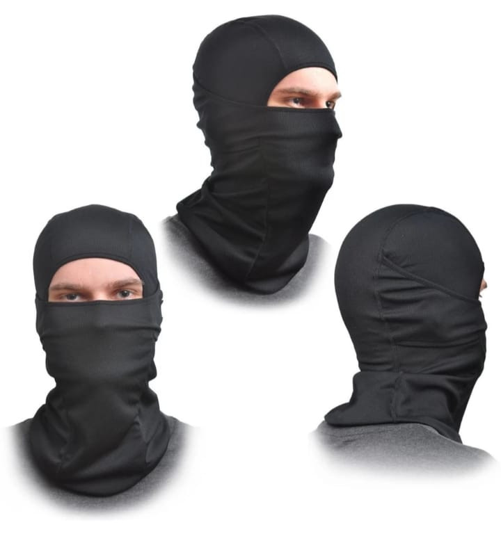 Black Bike Face Mask for Men  (Size-Free)