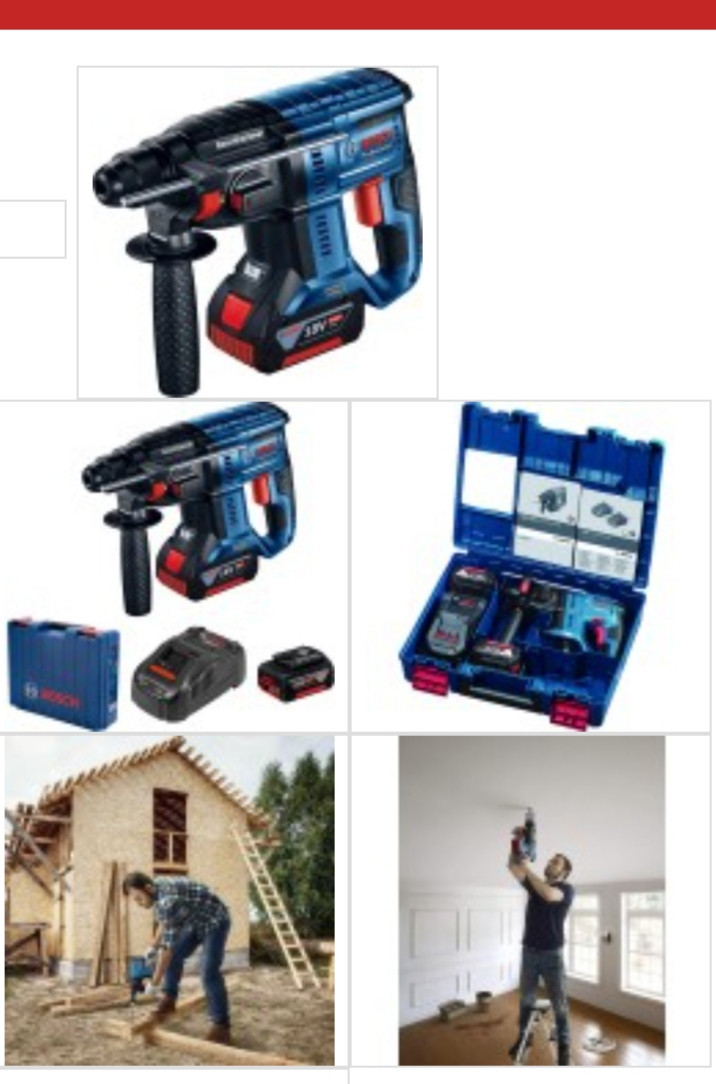 Bosch Rotary Hammer 1-2 Kg GBH 180 Li Professional (2*3.0 Ah Li-ion Battery, 1charger)