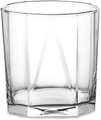 Ocean Pyramid Rock, 330ml, Set of 6 Glass Set Whisky Glass  (330 ml, Glass, Clear)