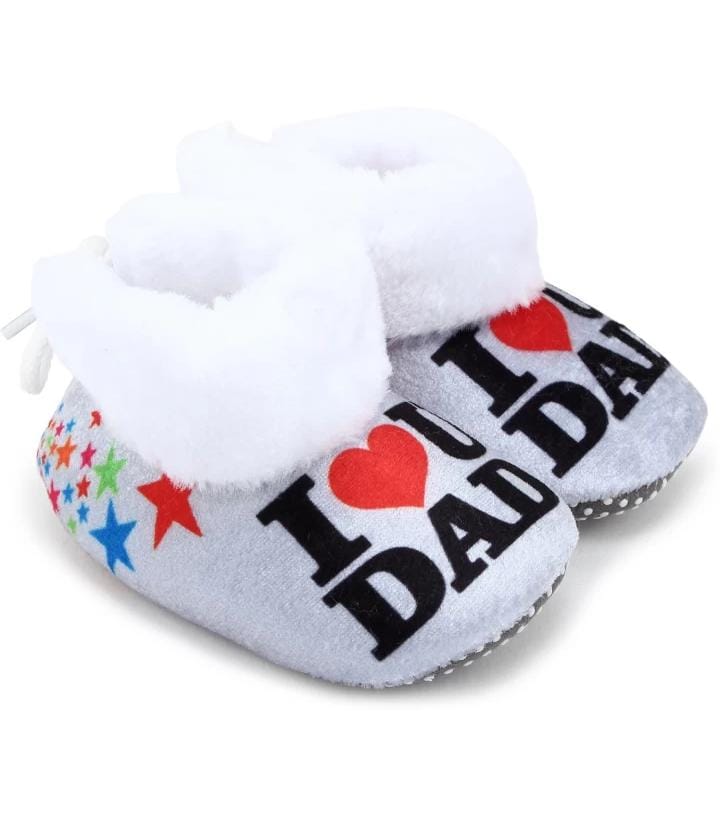 I Love Dad Print Baby Booties 5 to 15 months baby boy and girl/ size 11 and 12 cm