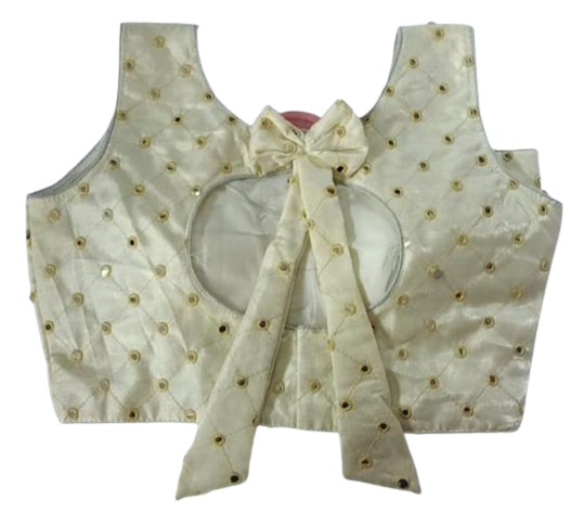 U-Neck Organize Cotton Synthetic Mix Material Gotta Patti Work Readymade Blouse for Saree (38" Stitched and Upto 42" alterable)