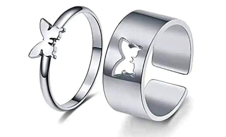 Vembley stunning silver/gold couple ring matching wrap finger ring for men and women