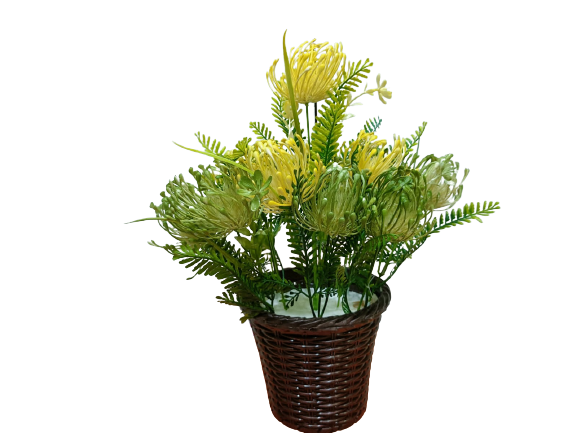 Green & Yellow Plastic Flower/Artificial Flowers For Home Decor