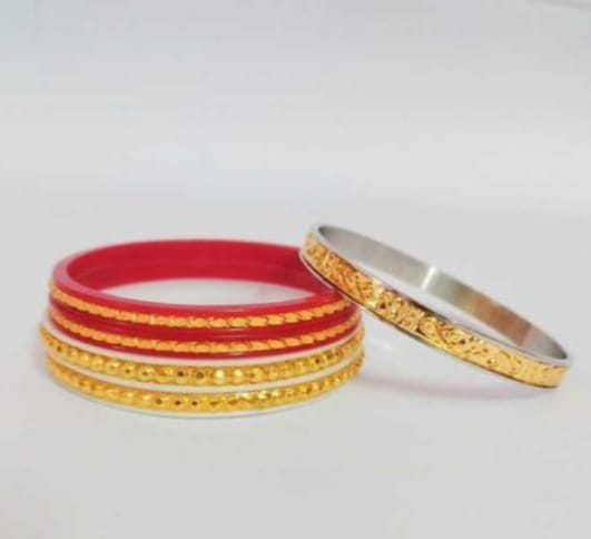 Gold Plated Sankha Pola Bangle Set
