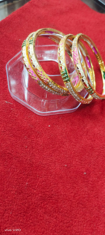 Gold Plated Bangles for Women Traditional Chuda | Premium Gold Plated Jewellery | Brass Gold-plated Bangle Set