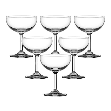 Ocean Classic Saucer Champagne Glass Set, 200ml, Set of 6, Clear