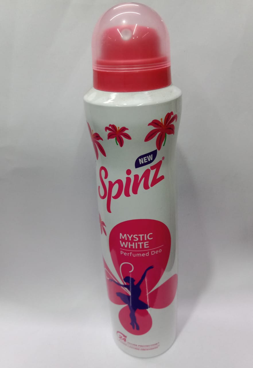 Spinz Mystic White Perfumed Deo for Women, with Fresh Lily Fragrance for Long Lasting Freshness and 24 Hours Protection from Odour causing Bacteria, 150ml