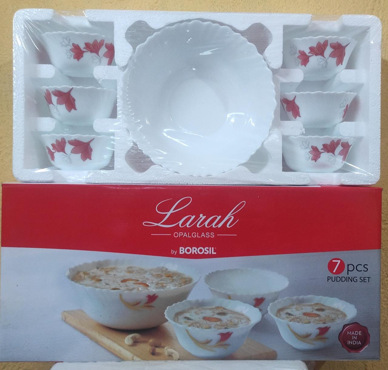 Larah Opal glass Pudding Set 7 pc