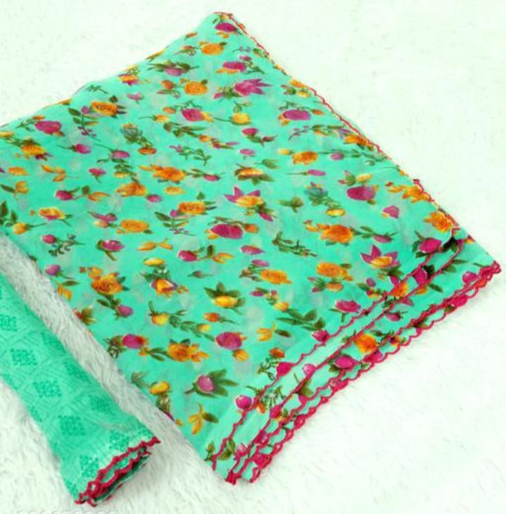 Georgette Multicolour Saree With Blouse Piece