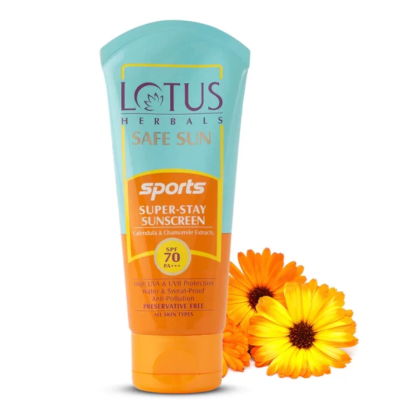 Lotus Herbal  Safe Sun Sports Super-Stay Sunscreen SPF 70 PA+++ - Lotus Herbals