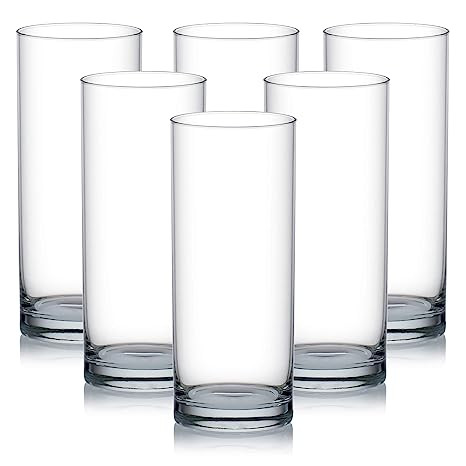 Ocean Drink Tumbler Fin Line  Long Drink Glass Set, 355ml, Set of 6, Transparent