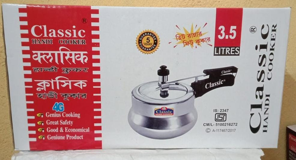 Classic 3.5 ltr Pressure Cooker 5 years Warranty on body