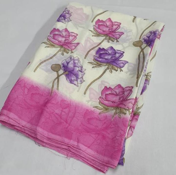 Women's Printed Georgette Saree with Unstitched Blouse