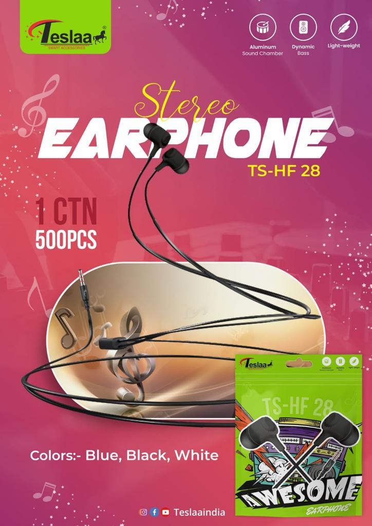 Teslaa TS - HF 28 Earphone (Blue / Black/White)