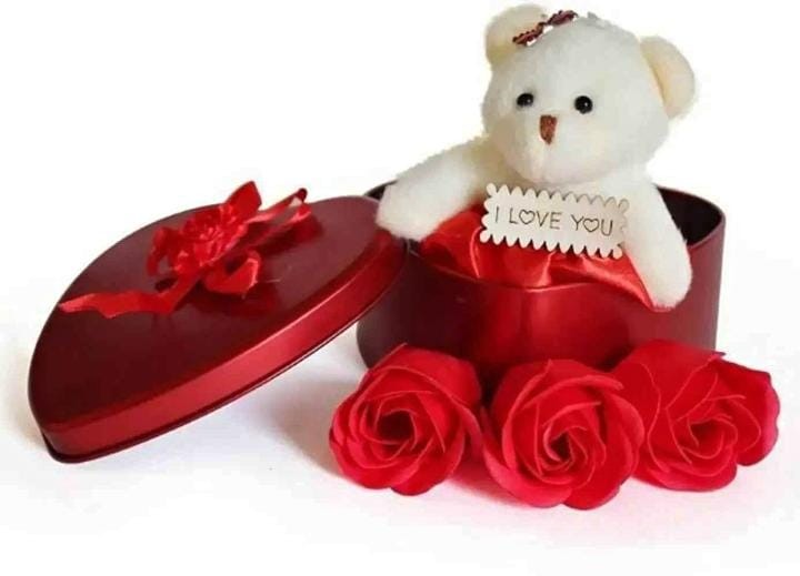Artificial flower with soft toy gift set For Your Beloved One
