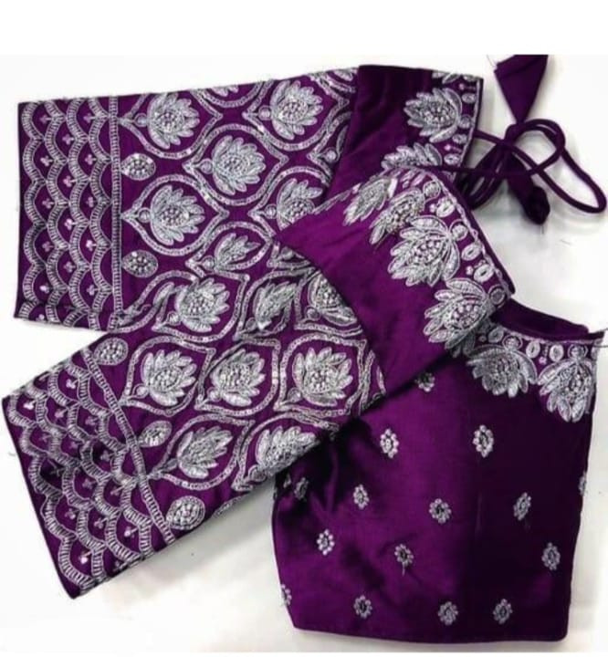 Women's Silk Embroidery Coding Sequin Work Readymade Blouse