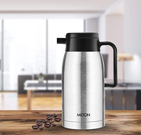Milton Omega Thermosteel Vacuum Insulated 24 Hours Hot or Cold Carafe, 1000 /750/500/300 ml, Silver | 100% Leak Proof | Easy to Carry | Ideal for Tea | Coffee | Juice | Water