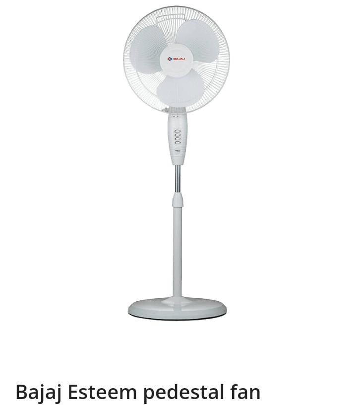 BAJAJ Esteem 400 mm 3 Blade Pedestal Fan  (White, Pack of 1)