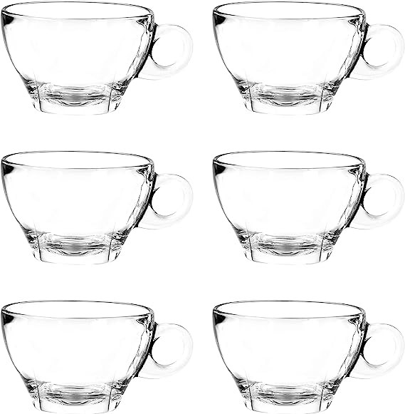 Ocean Drink Coffee & Tea Cup Caffe Latte cup Pack Of 6, Clear, 260 Ml, P02443