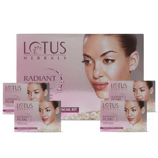 Lotus Herbal RADIANT PEARL Cellular Lightening Salon Grade 4 FACIAL KIT