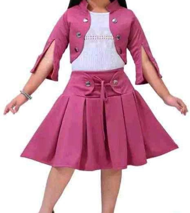 Top & Skirt With Jacket For 3-4 Year Baby Girl