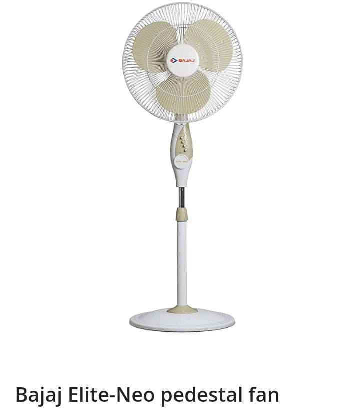 BAJAJ Elite Neo 400 mm 3 Blade Pedestal Fan  (Ivory-Mushroom, Pack of 1)