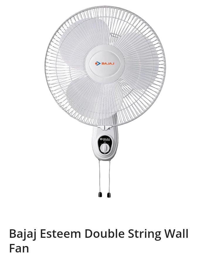 BAJAJ Esteem 400 mm Double String Wall Fan (White) 400 mm 3 Blade Wall Fan  (White, Pack of 1)