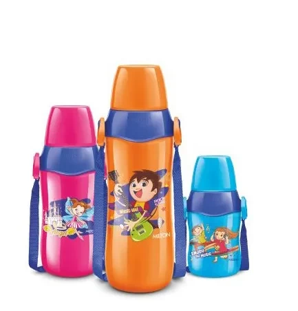 Milton Steel Whizz 900/600/400 Insulated School Kids Bottle with Inner Steel Of Orange Pink And Blue