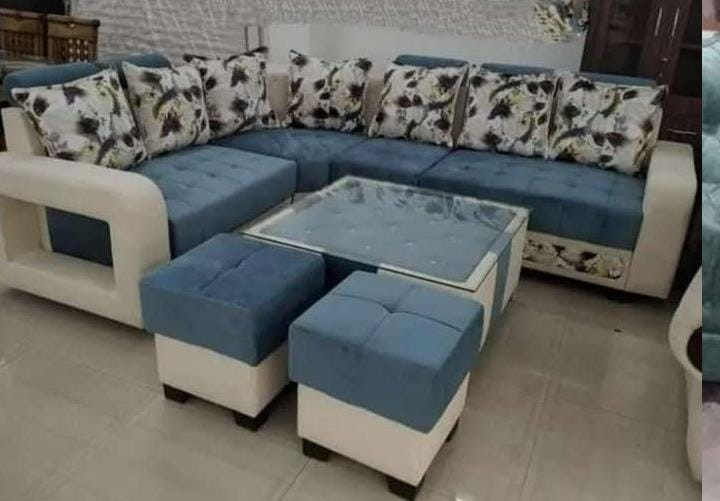 Neno Fabric  8 Seater Sofa With 6 Pillow And 1 Table